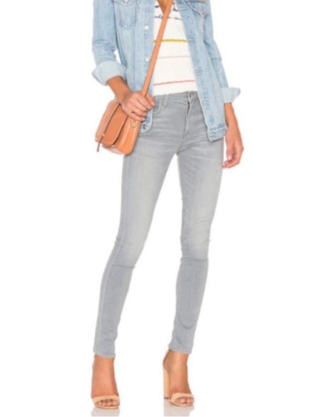 AGOLDE Sophie High Rise Skinny Stretch Jeans in Fame Gray Size 30